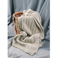 Manta mixta lana punto trenzadobeige ,ta